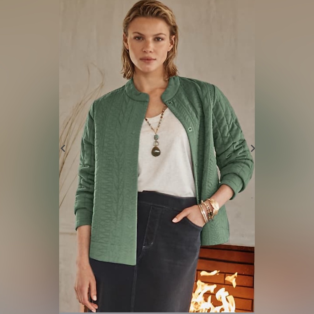NWT J.Jill Pure Jill Quilted-Knit Snap-Front Jacket